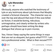 Lyle Menendez's Facebook post